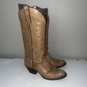 Kenny Rogers Cowboy Western Boots Womens 6 Tan Leather Cowgirl Tall Vintage